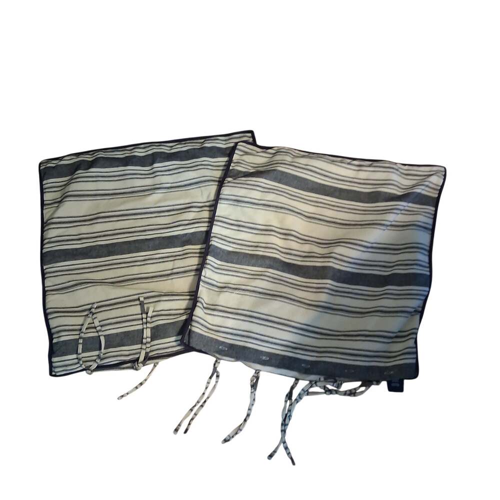 American Living 2 Euro pillow Shams striped beige navy